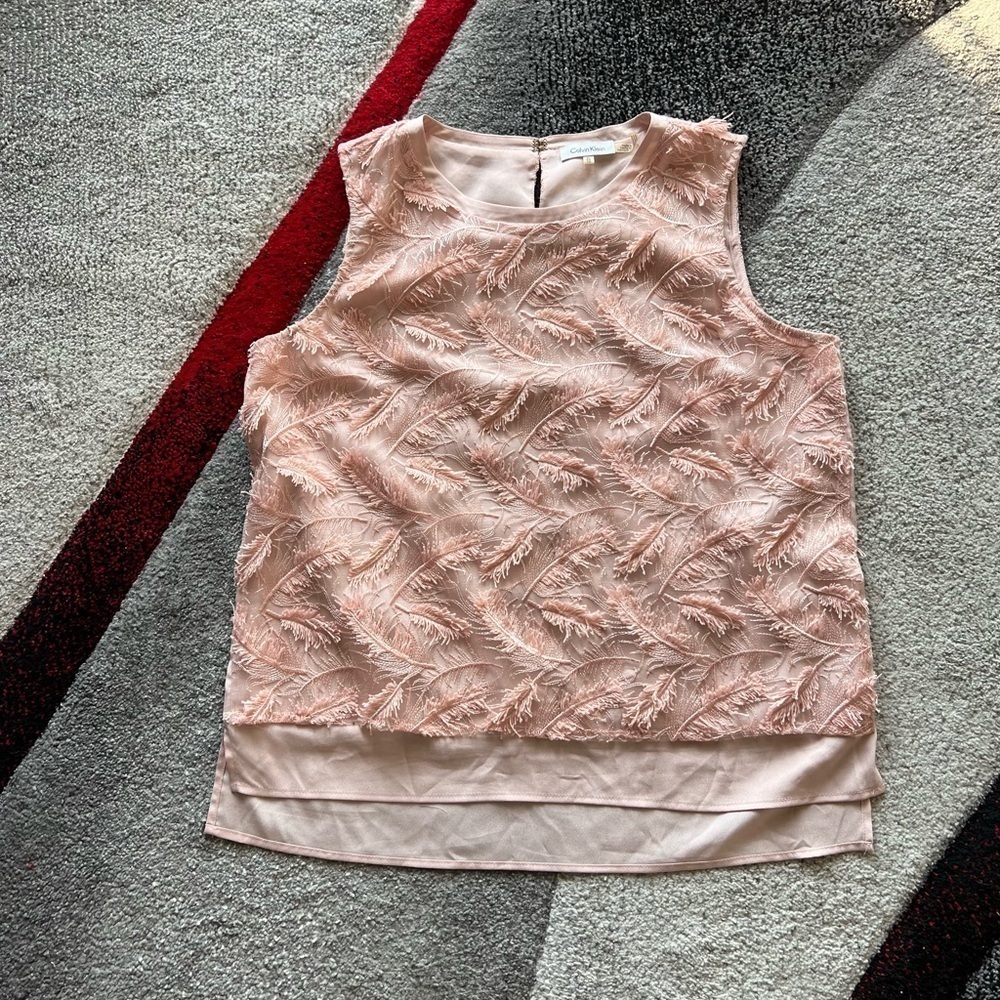 Calvin Klein Soft Pink Feather Top
